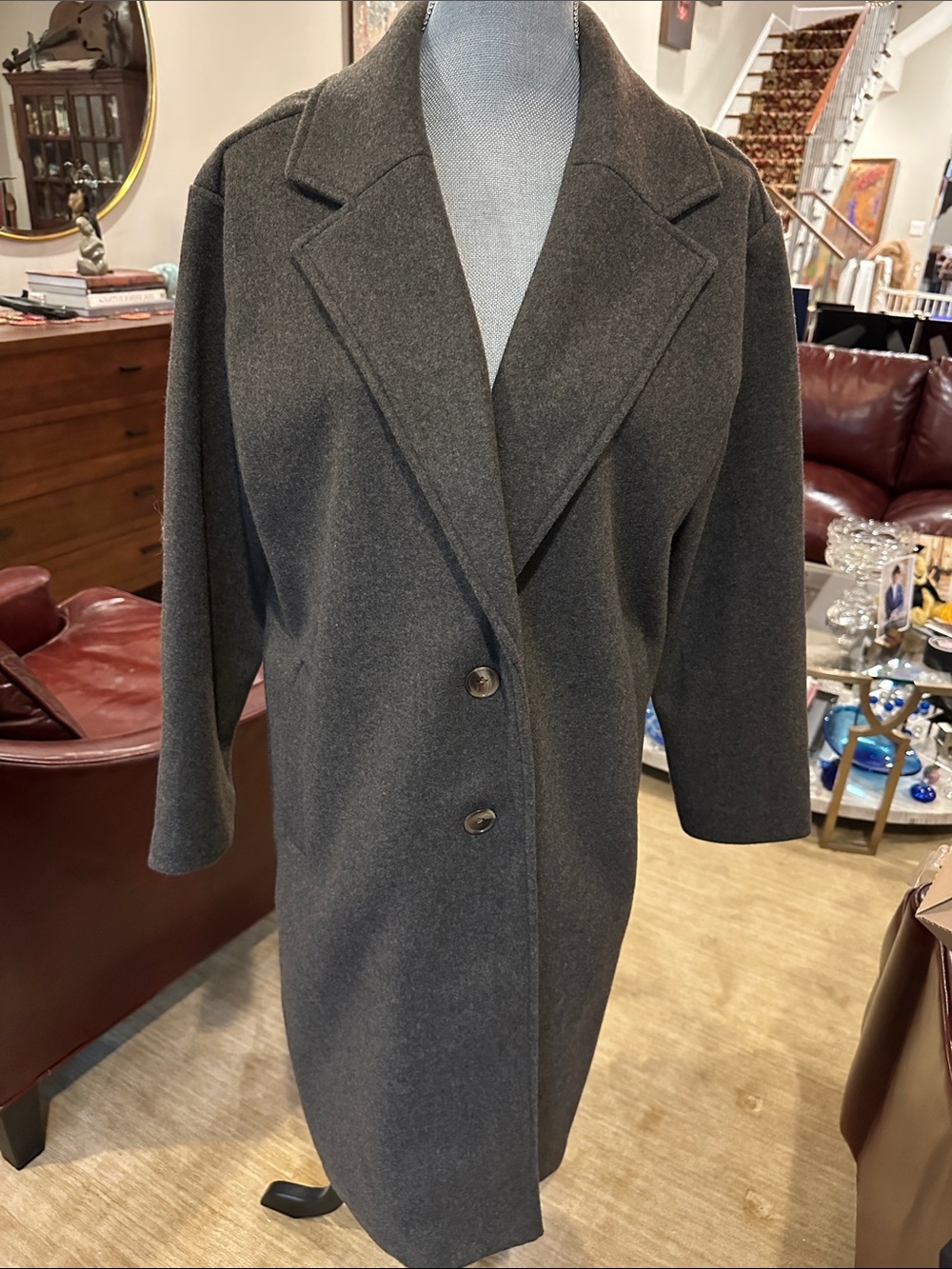 Old Navy Charcoal Gray Long Machine Washable Classic Topcoat - medium - new!